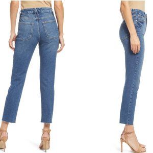 NEW  Good American Good Classic Raw Hem High Waist Slim Jeans size 31/ 12
